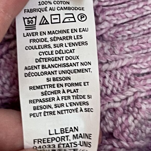 NWT LL Bean Fisherman Cable Knit 100% Cotton Button Up Cardigan Womens PM Lilac - Picture 8 of 8